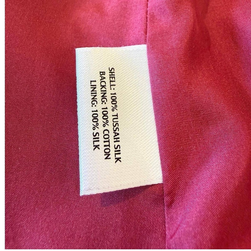 Eileen Fisher Tussah Silk Quilted Jacket Medium Berry Magenta Full Zip Mock Neck - Picture 7 of 7